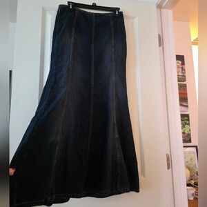 Vintage Y2k Bubblegum Denim Maxi Skirt Womens 7/8 Western Rodeo Coastal Cowgirl